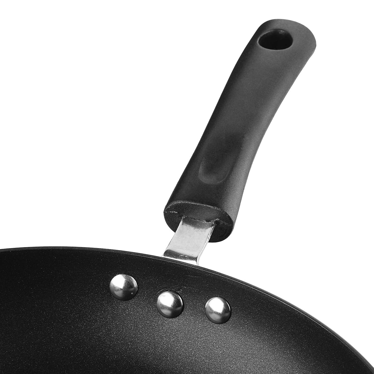 Vinod Hanos Non-Stick Fry Pan 24 cm Diameter, Hard Anodised Non-Stick Coating with 100% Virgin Bakelite Riveted Handle - Black (Induction and Gas Stove Friendly)