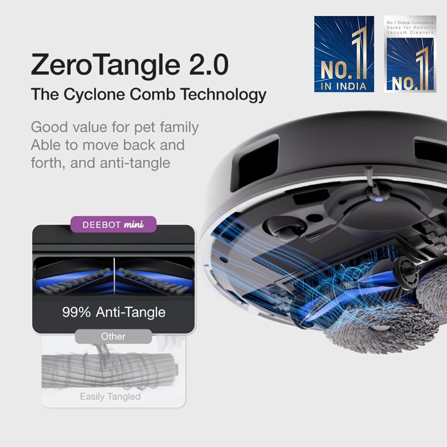 ECOVACS DEEBOT MINI Omni 2-in-1 Robot Vacuum & Mop, 2025 Launch, 9000 Pa, Self-Emptying Station, ZeroTangle 2.0
