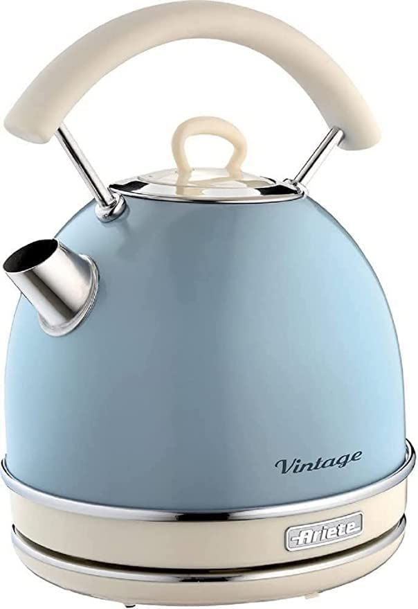 Ariete 2877 - Design Electric Kettle, 2000W, 1,7 L, Stainless Steel, Visible Water Level, Pastel Blue