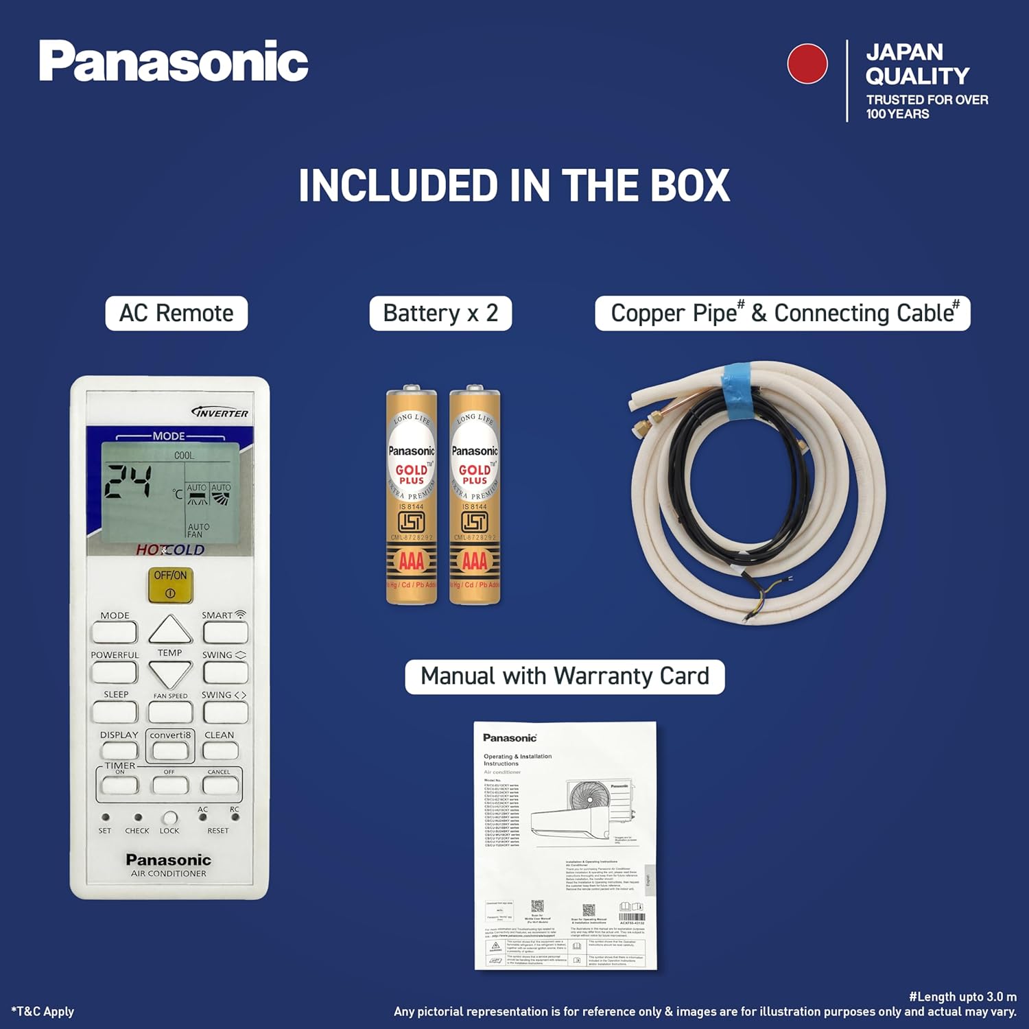 Panasonic 1.5 Ton 3 Star New Star Rated Hot & Cold Wi-Fi Inverter Smart Split AC (Matter/MirAIe, AI, -10~55°C Oper., Copper Condenser, 8in1 Convertible, 4-Way, PM 0.1 Filter, CS/CU-EZ18CKYXFM,White)