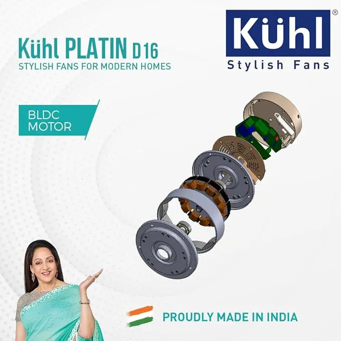 KUHL Platin D16 Stylish BLDC Fan | Low Power 30W | High Air Flow | 6 Aerodynamic ABS Blades | Low Noise | Down Light | 1200 mm sweep | Operate on Remote-Mobile-Alexa | Reverse Mode |5 Star Rated Brown