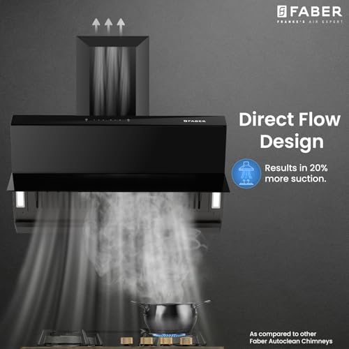 Faber Artemis 75cm 1200m³/hr Filterless Kitchen Chimney|Slant Body|T-Shape Panel|Autoclean Alarm|Moodlight|Touch&Gesture|12Yr on Motor,2Yr Comprehensive Warranty by Faber|Hood Artemis IN HC S