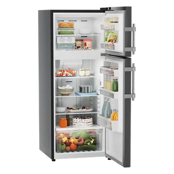 LIEBHERR Pure 245L 2 Star Frost Free Double Door Fridge with Anti-Bacterial Gasket (TCLbsB 2411, Black Steel)