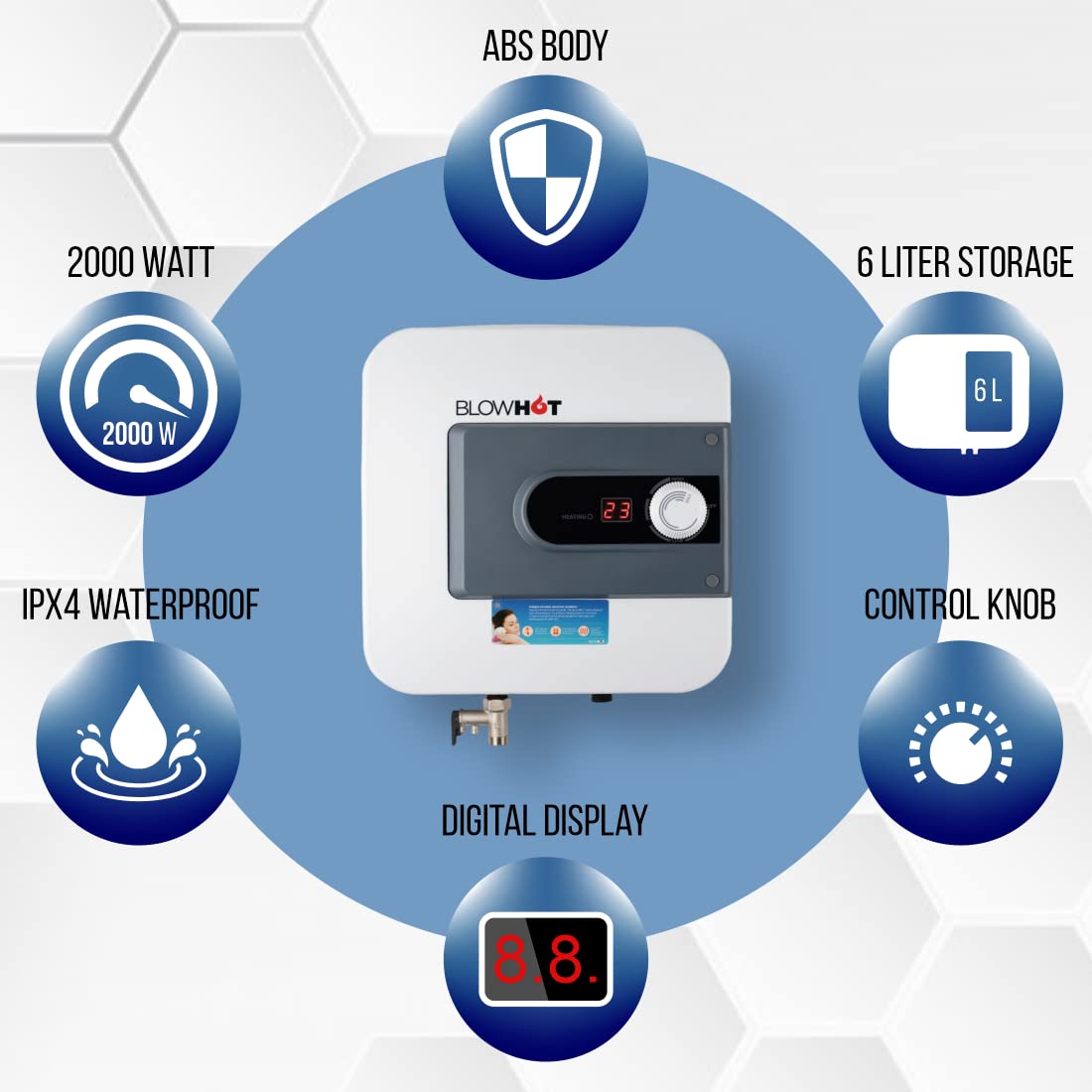 BLOWHOT Electric Storage Water Heater Geyser 15 Liters