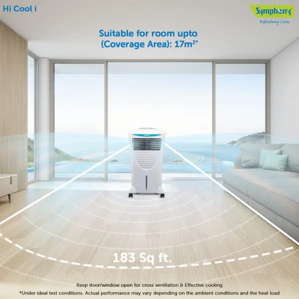 Symphony HiCool-i Modern Personal Room Air Cooler 31-litres, with Remote, Honeycomb Pad (White)