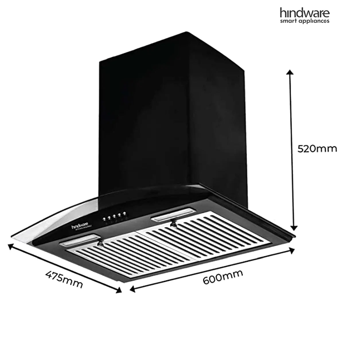 Hindware Kitchen Chimney Floria 60 CM Black