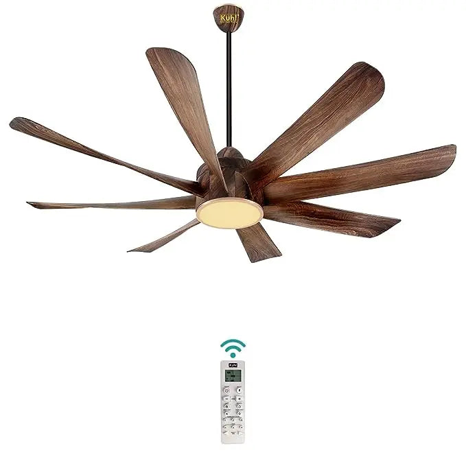 KUHL Platin D8,Teakwood, Stylish BLDC Fan| 5 Star Rated| Low Power 38W|High Air Flow| Low Noise| 8 Aerodynamic ABS Blades| Down Light | 1500 mm Sweep |Operate on Remote - Mobile - Alexa | Reverse Mode