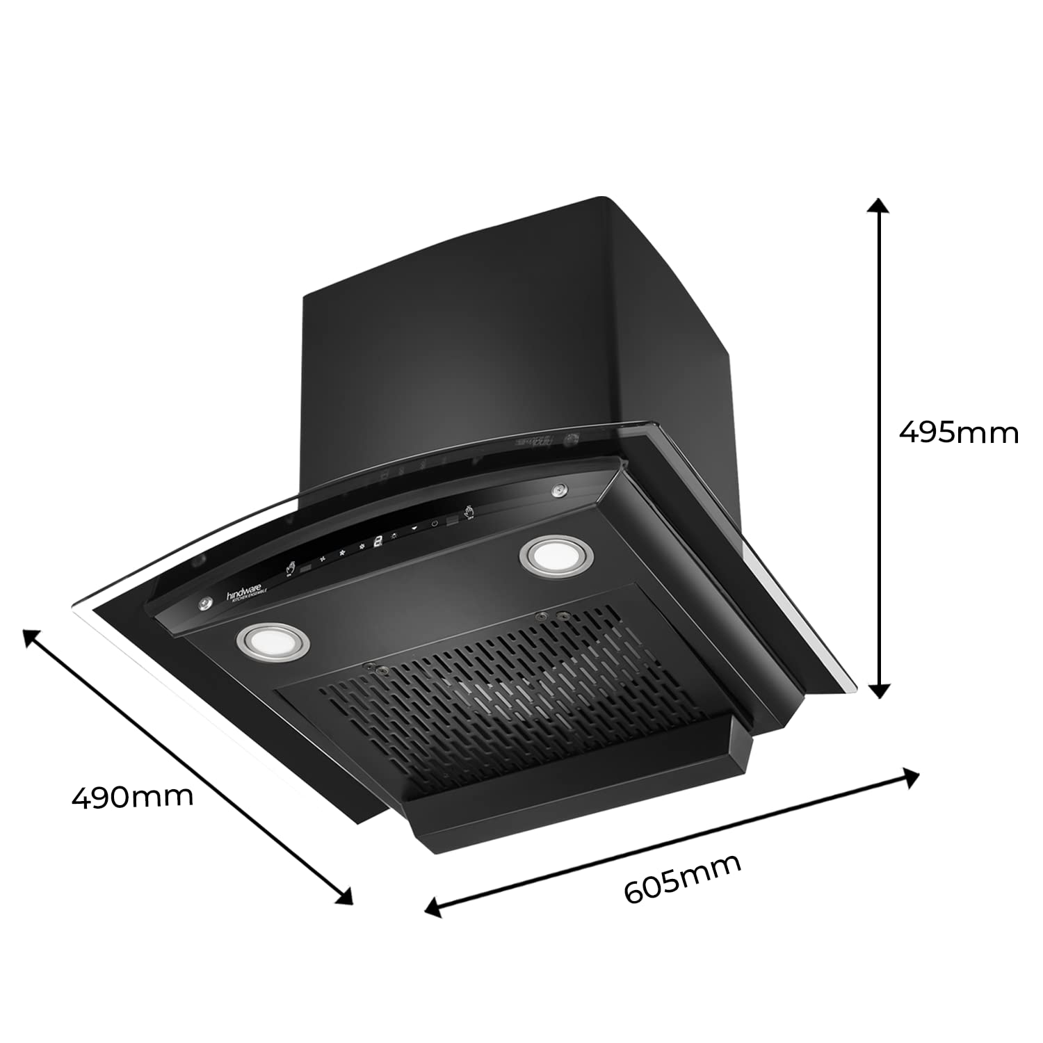 Hindware Smart Appliances Amyra 75 cm, 1200 m³/hr* Stylish Filterless Auto-Clean Wall Mounted Chimney for Kitchen with Motion Sensors, Touch Control and LED Lamps (Black)