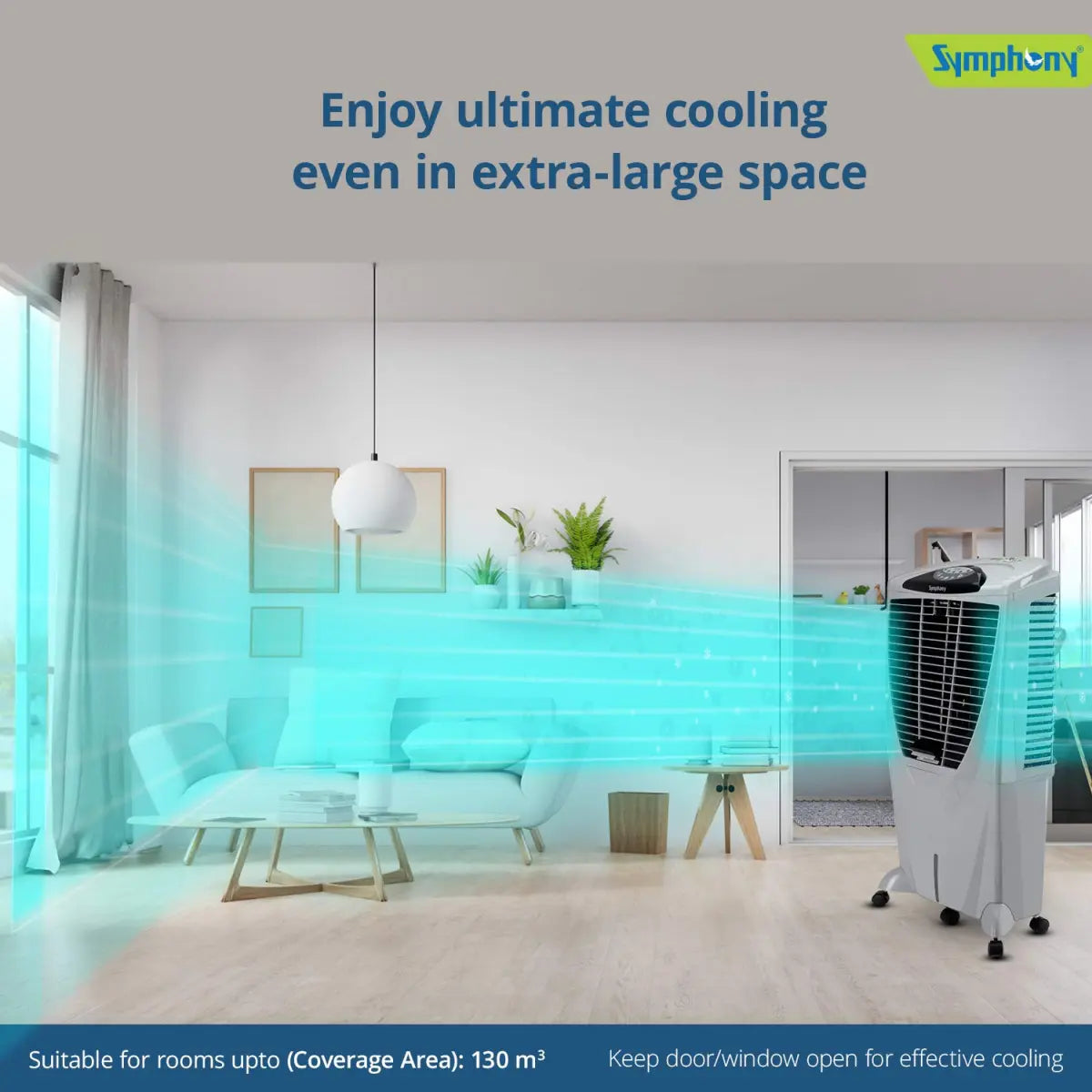 Symphony Winter 80 XL i+ Powerful Desert Air Cooler 80-litres with Remote (Grey)