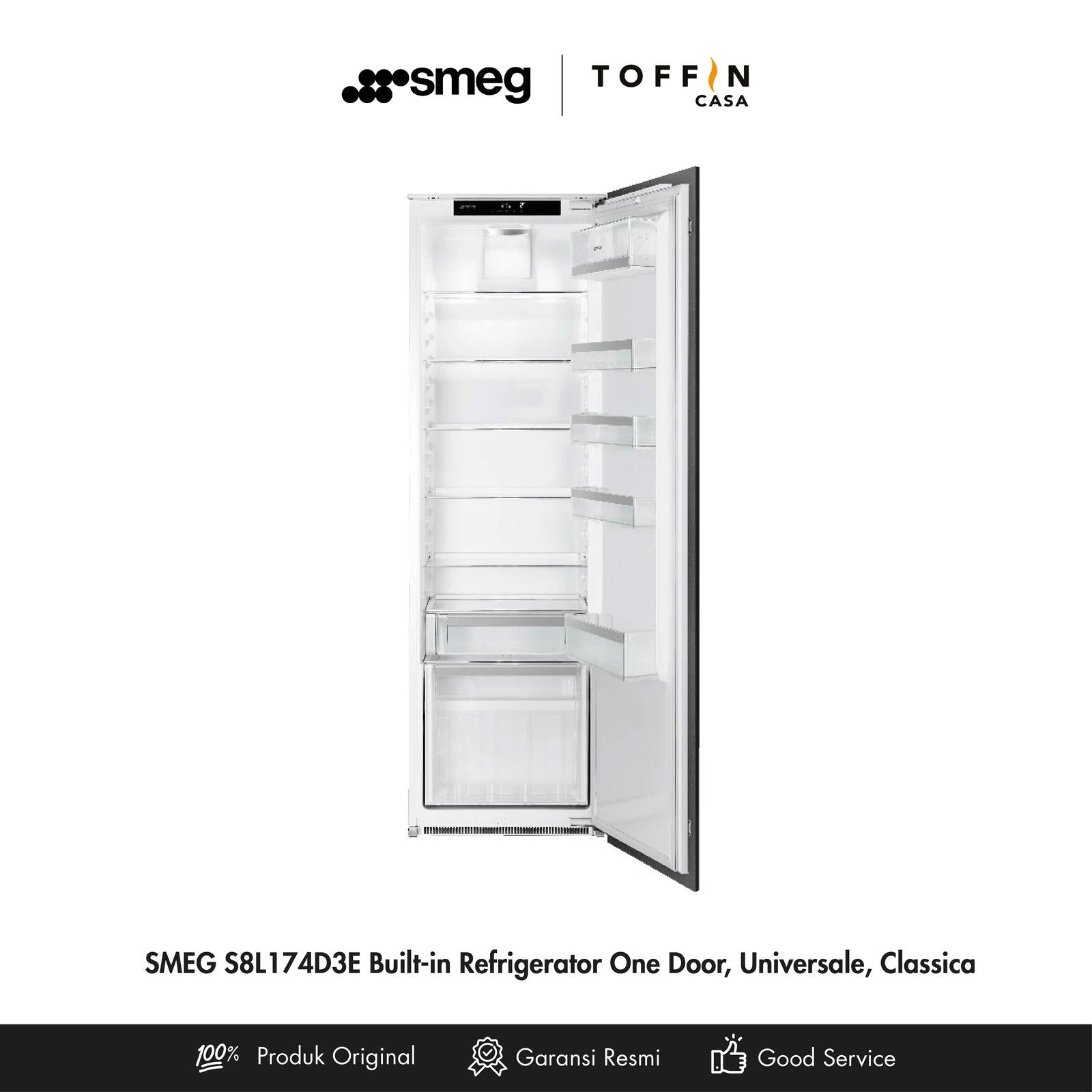 Smeg S8F174DNE Upright Single Door Freezer, 204 Liter Capacity, White