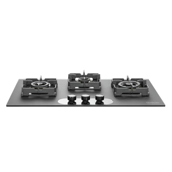 Hindware Ilaria 3B 78CM Hob | Built-in Hob w/ Flame Failure Device | Matt Black Frost Glass