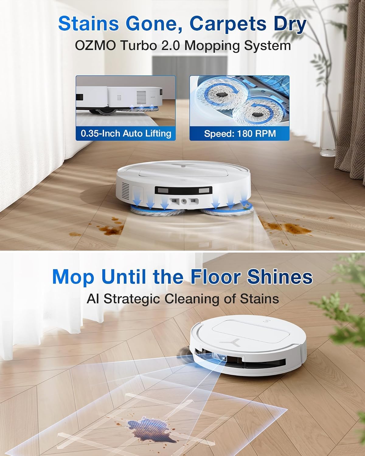ECOVACS Deebot T50 PRO: 2-in-1 Robot Vacuum & Mop, 15000 Pa Suction, 6400 Mah Auto Wash