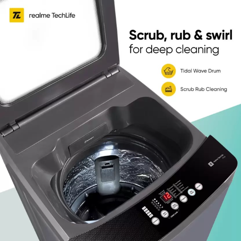 realme TechLife 7.5 kg 5 Star Rating Fabric Safe Wash Fully Automatic Top Load Washing Machine Grey (RMFA75A5G)