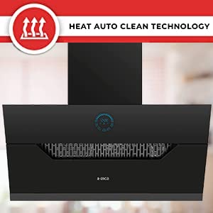 Elica 90 cm 1350 m3/hr Filterless Auto Clean Angular Chimney with 15 Years Warranty (EFL 107 HAC LTW VMS 90, Touch + Palm Sensor Control, Black)