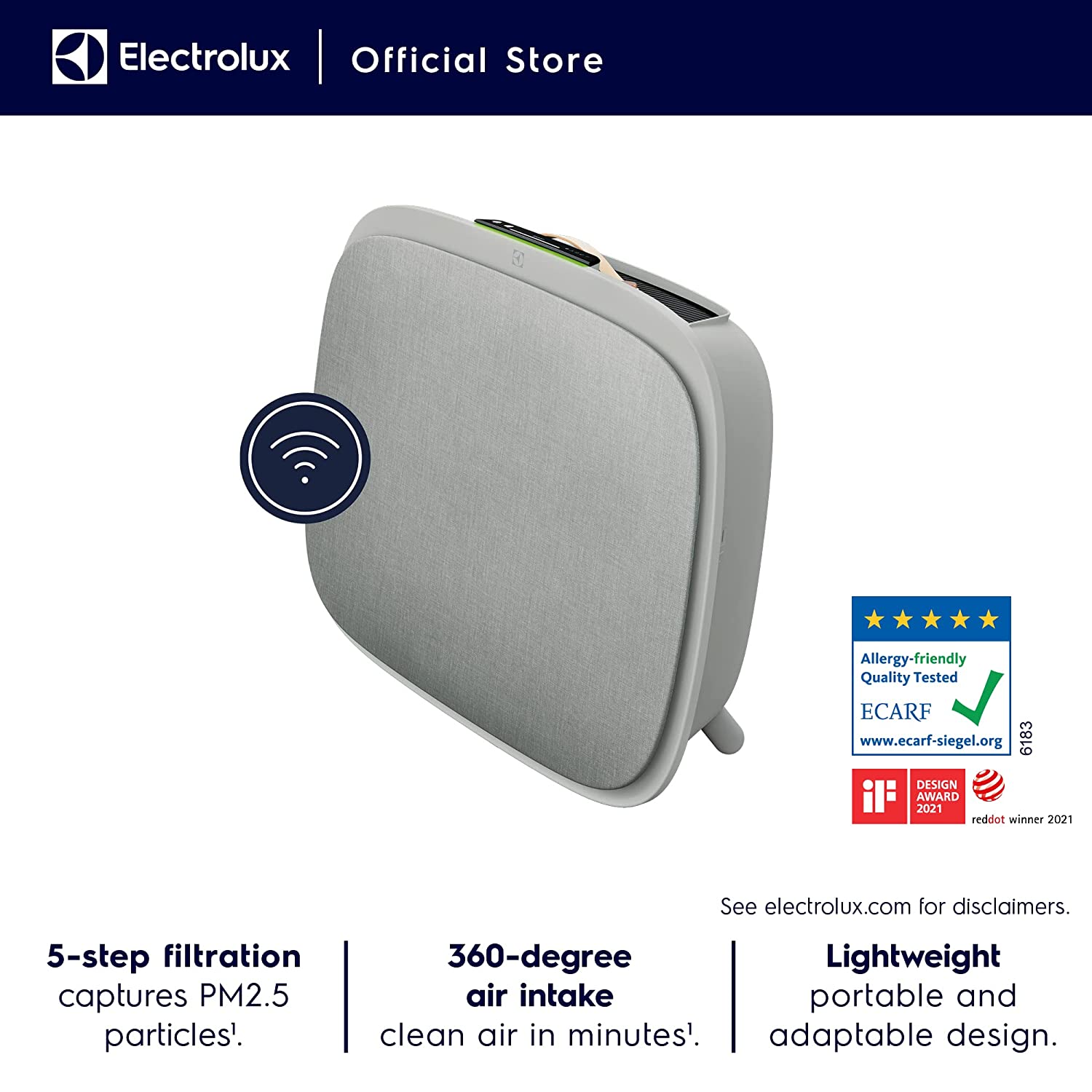 Electrolux Well A7 Air Purifier with 5 stage Filter (WA71-305GY) Light Grey