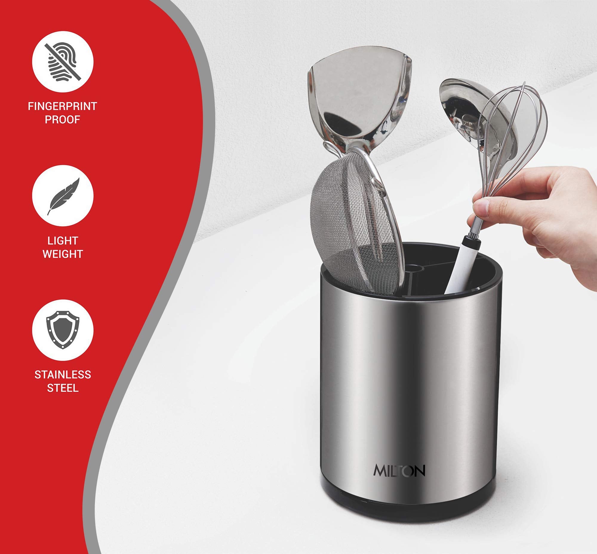 Milton Stainless Steel Rotating Cutlery Stand, Silver