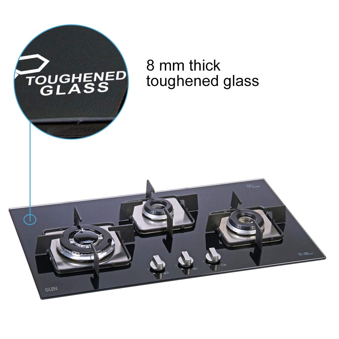 Glen 3 Burner Built-in Glass Hob 1073 SQ IN