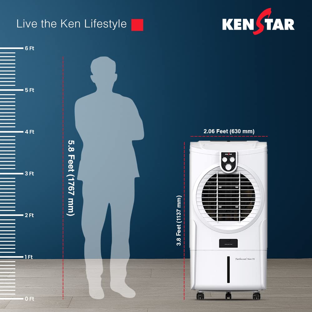 Kenstar Turbocool Neo Hc 70 litres Honeycomb Desert Cooler, Black & White, (KCLTCNWH070FMH-ESV)
