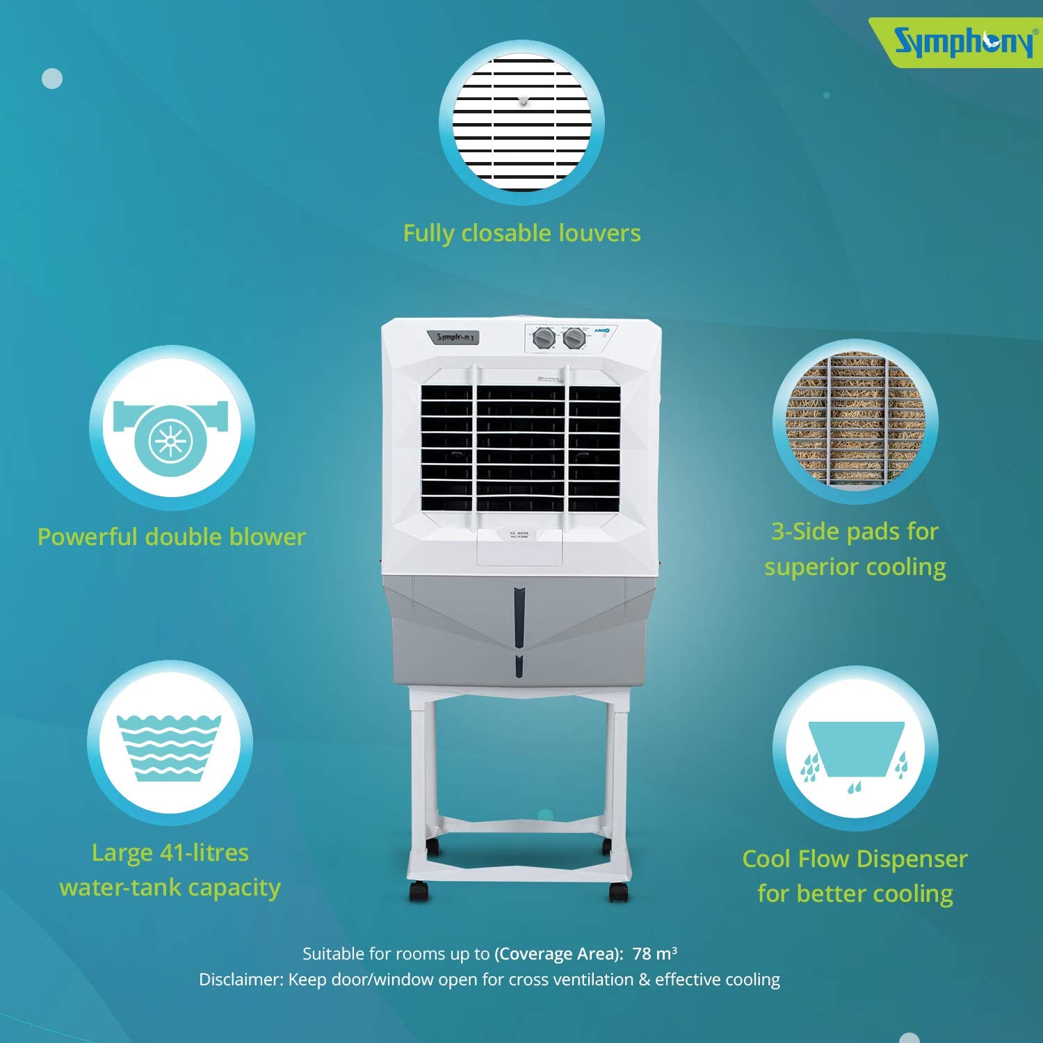 Symphony Desert Cooler JUMBO 45 DB 41L, White