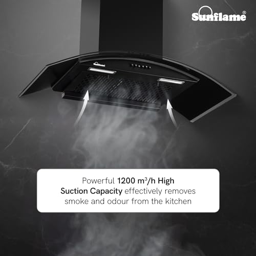 Sunflame Lamia 90 FL HAC Filterless Auto-Clean Kitchen Chimney | 90 cm | 1200 m³/h High Suction | Push Button Control | 1-Year Comprehensive & 5-Year Motor Coverage