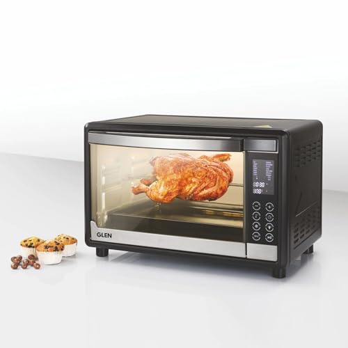 GLEN டிஜிட்டல் ஓவன் டோஸ்டர் கிரில்லர் (OTG) -35 லிட்டர் வெப்பச்சலனம், மோட்டார் பொருத்தப்பட்ட ரொட்டிசெரி, 1600W - கருப்பு (5035DIGI)
