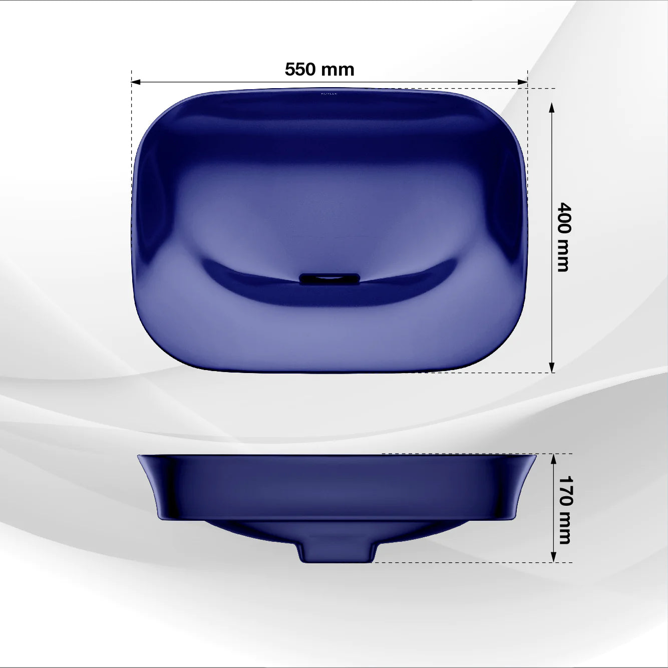 kohler K-28784IN-DGS 550mm vessel basin without faucet hole in indigo