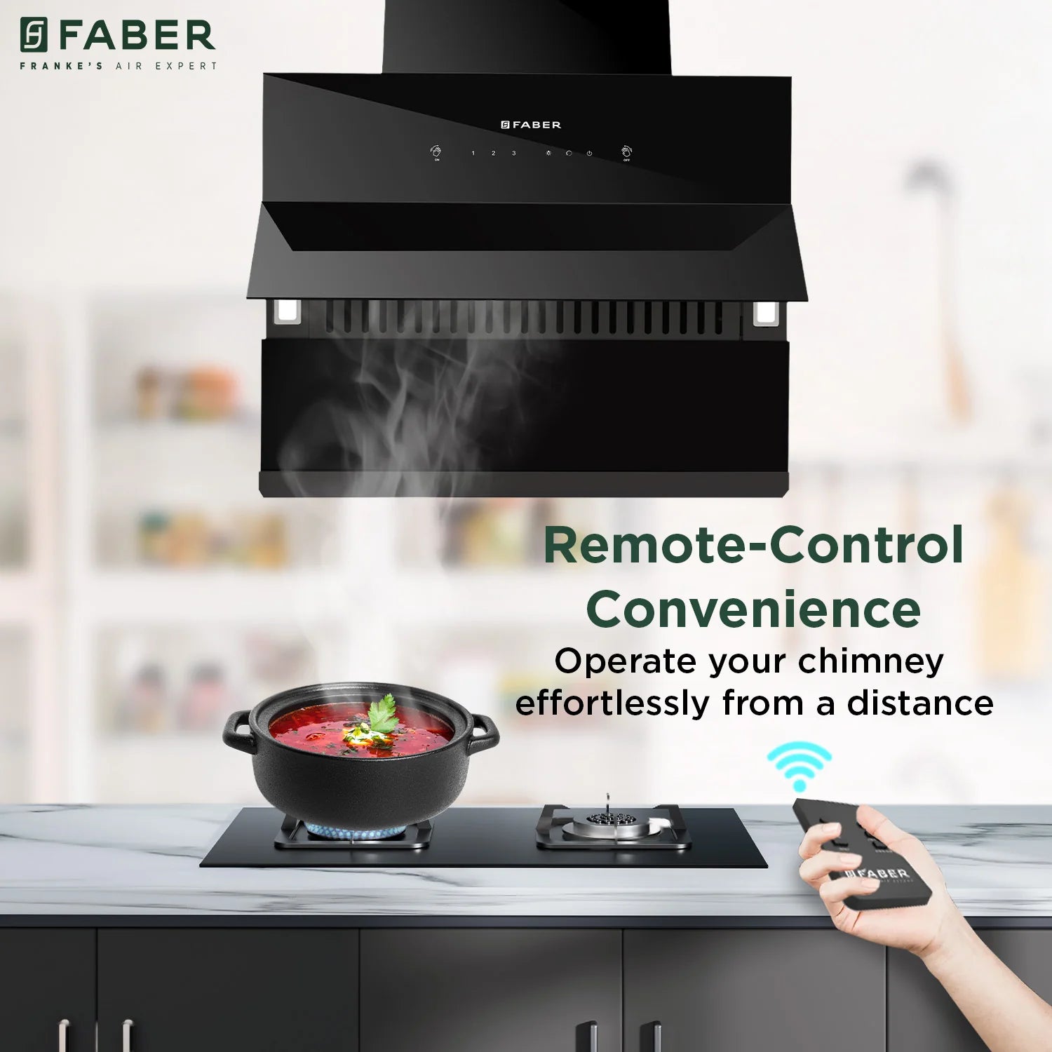 Faber Zenith FL HC SC BK 60cm 1400m3/hr Ducted Auto Clean Wall Mounted Chimney with Odor Sensor