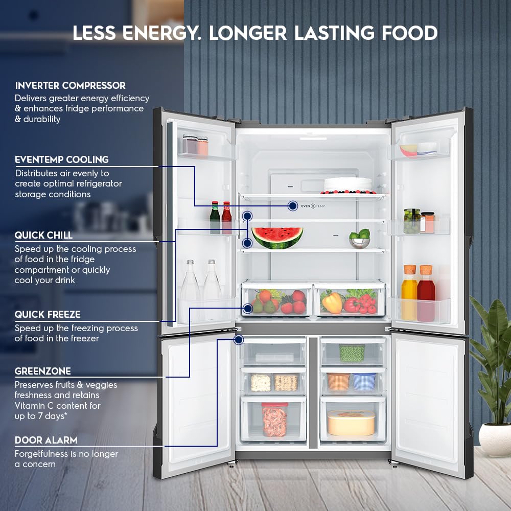 Electrolux 564L Inverter French Door Refrigerator EQE5600B-B - Frost Free, 4 Door, Side by Side