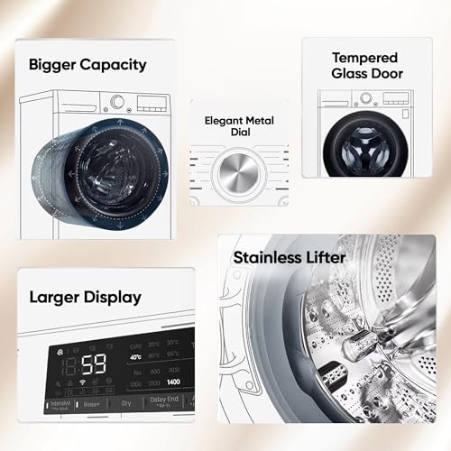 LG 11 Kg (Wash) / 7 Kg (Dry), AI Direct Drive Technology, Steam+ & Wi-Fi Front Load Fully Automatic Washer Dryer (FHD1107STB, Intelligent & Convenient Fabric Care, Wrinkle Care, Black Steel)