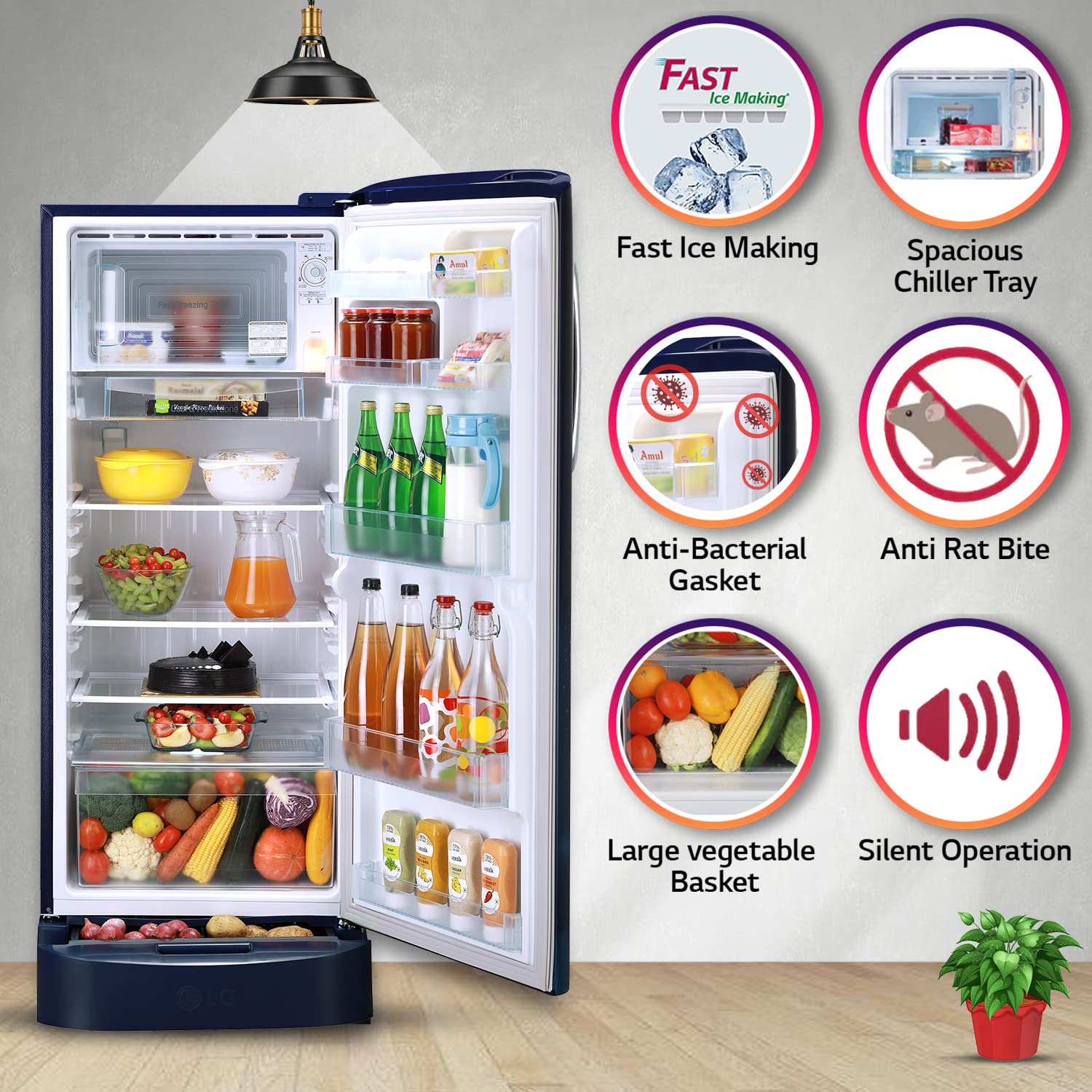 LG Refrigerator  ‎GL-D241ABEY 224Lt  ‎Blue Euphoria
