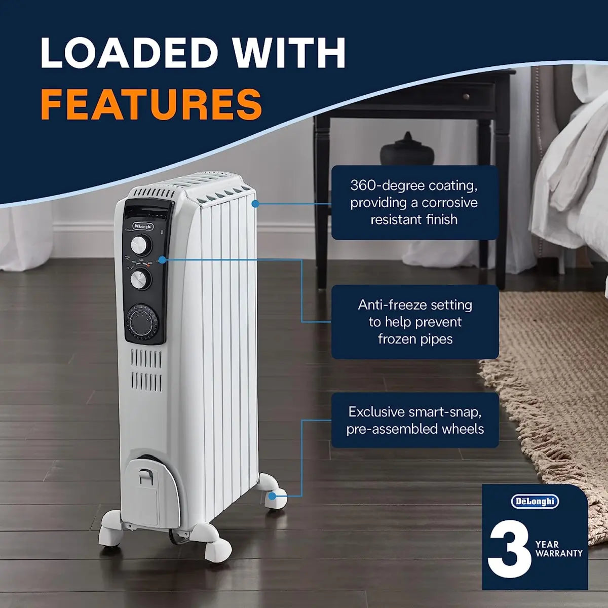 DeLonghi TRD40615T Full Room Radiant Heater