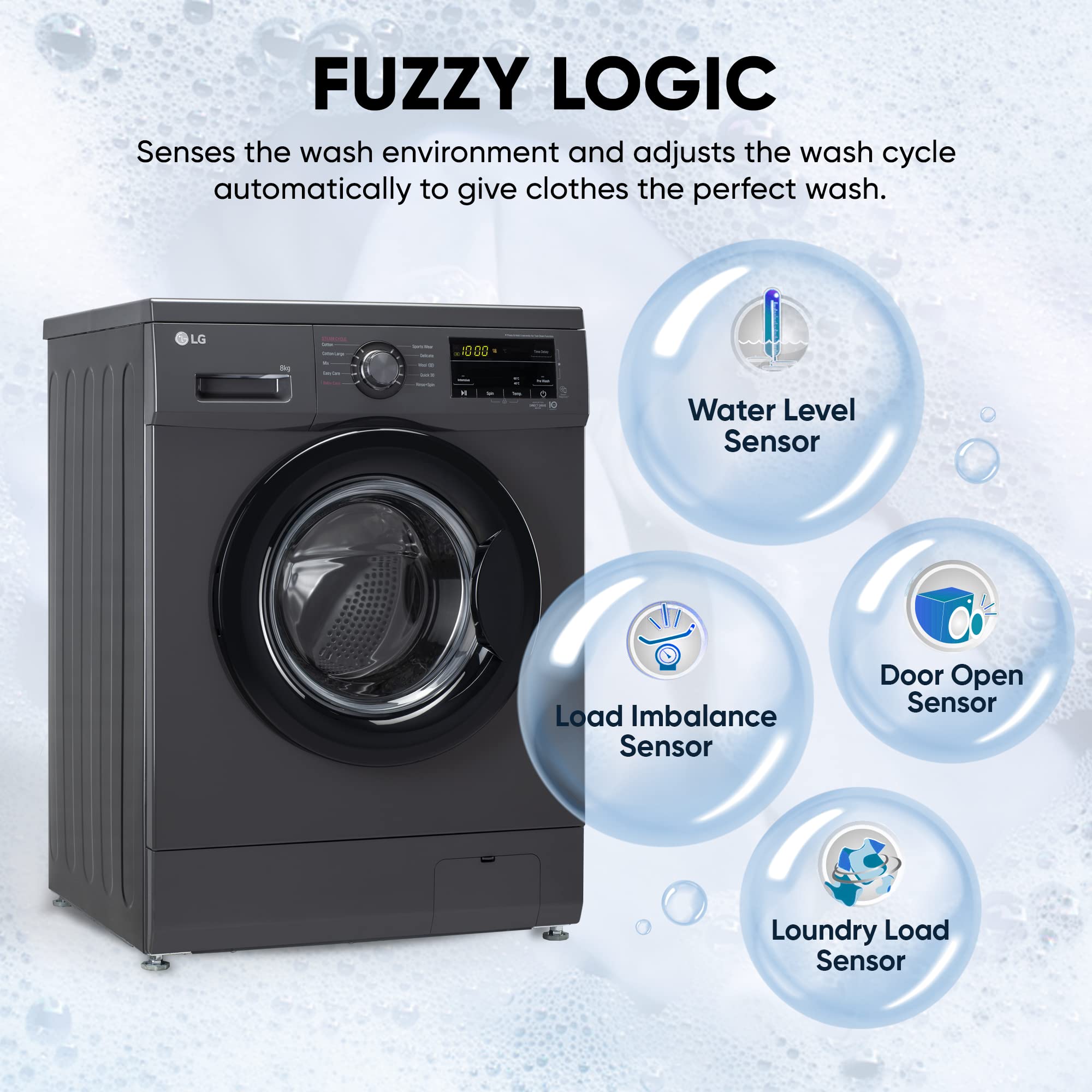 LG 9 Kg 5 Star Direct Drive Technology, Steam Wash, 6 Motion DD, Smart Diagnosis, Fully-Automatic Front Load Washing Machine (FHM1409BDM, Allergy Care, In-Built Heater, Touch Panel, Middle Bl