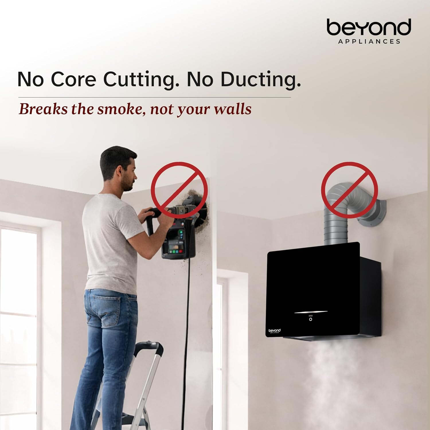 Beyond Appliances Cube BLDC Plug & Play Ductless Kitchen Chimney | 60cm | 1500 CMH