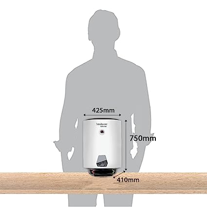 Hindware Atlantic Elicio 50L Vertical Storage Heater (Geyser) With Glass Line Tank & 4 Star Rating, Wall Mounting