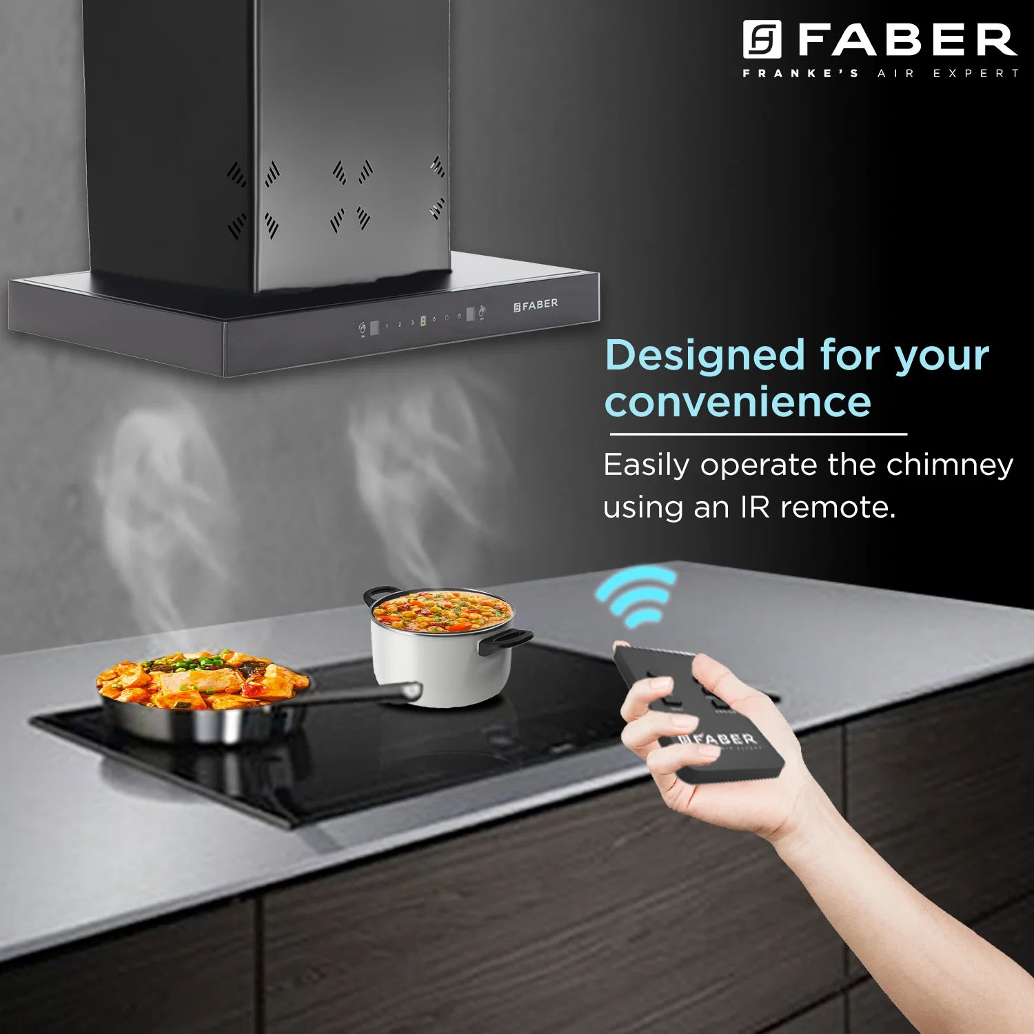 Faber 60 Cm Filterless Kitchen Chimney - HOOD CYGNUS IN 3D HC SC FL BK