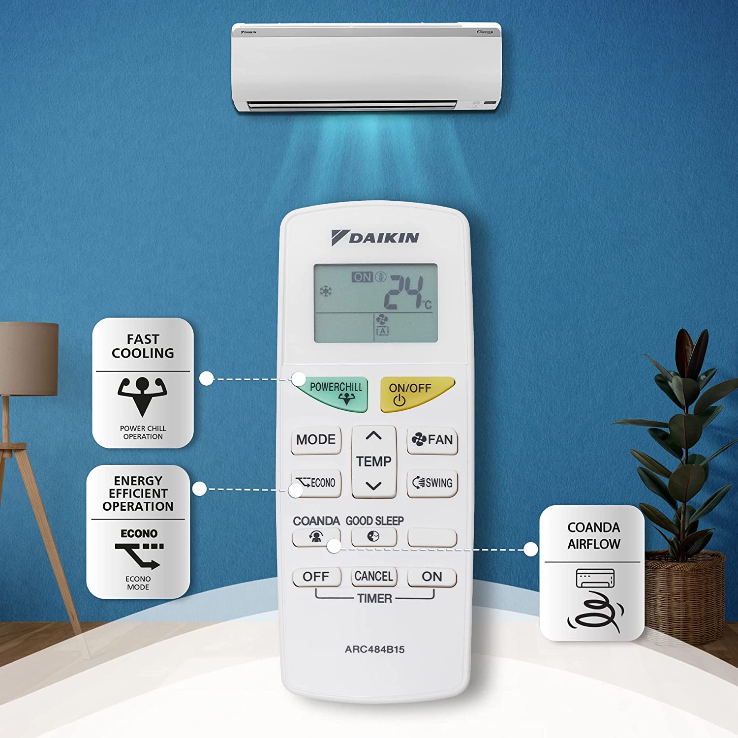 Daikin 1 Ton 5 Star Inverter FTKF35U Split AC White