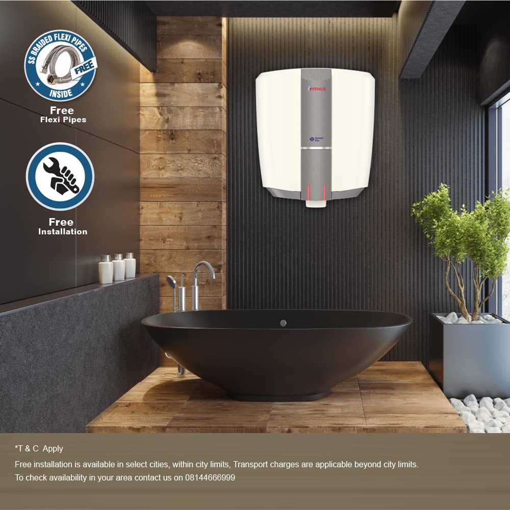 Venus Splash Pro Storage Water Heater (10 Litre, Ivory/Smokey Grey)