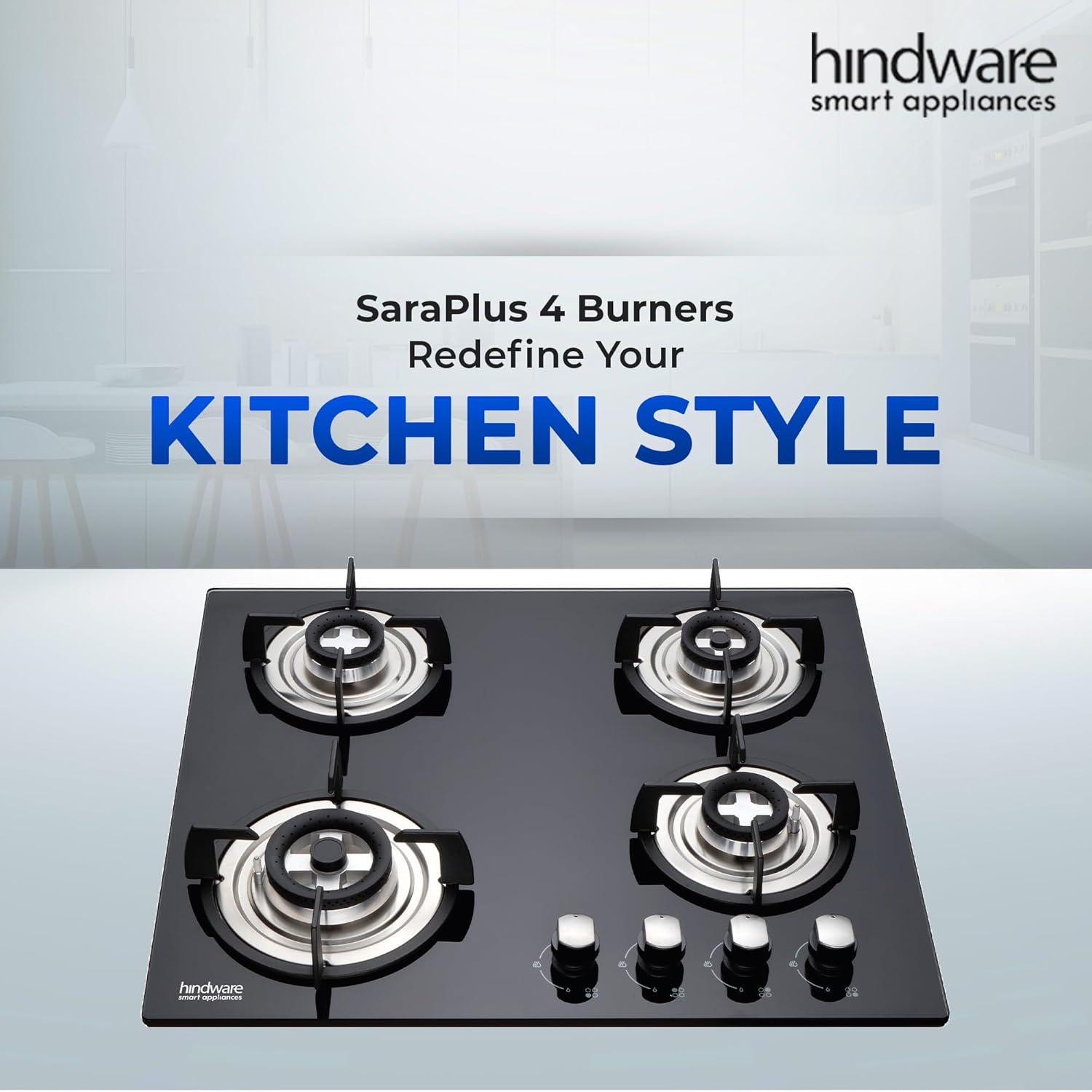 Hindware Tempered Glass KA Hob Sara 4B (Black, 60 Cm)