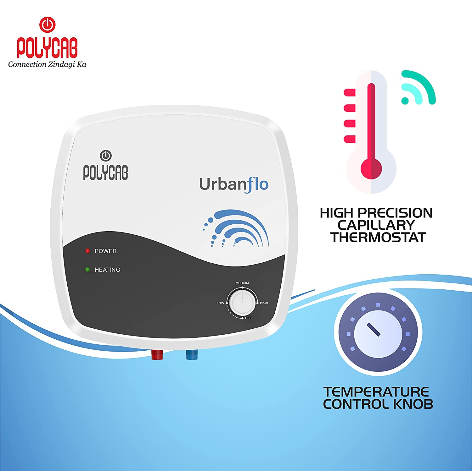 Polycab Urbanflo 15 L Storage Water Heater (Geyser 15 litres), (White Grey),2 Yr Warranty