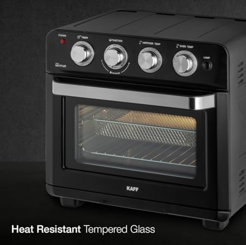 Kaff MFAFOT25 Electric Oven Toaster Grill (OTG) for Kitchen 25 Litre, 1700W | Rotisserie, Air Fryer, Convection, Defrost | Stainless Steel Finish Designer Knobs & Stylish Handle (Black)