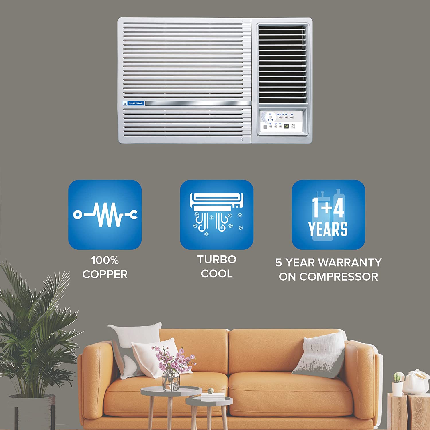 Blue Star 1.5 Ton 5 Star Fixed Speed Window AC WFA518LN, White