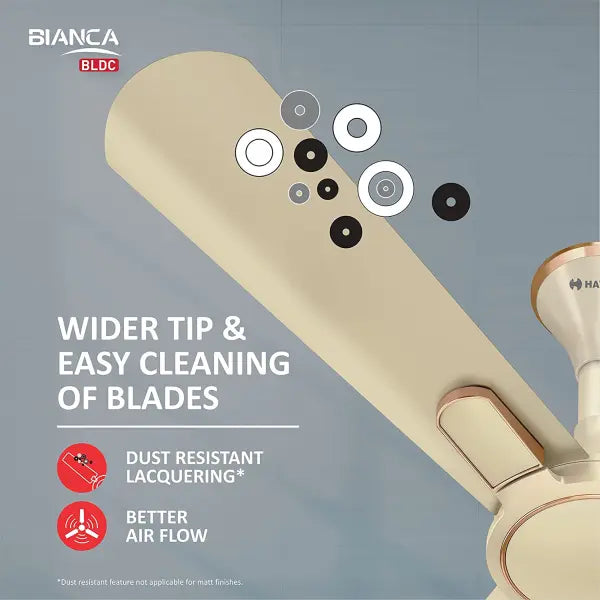 Havells Bianca 1200mm Energy Saving with Remote Control 5 Star Decorative BLDC Ceiling Fan Gold Mist