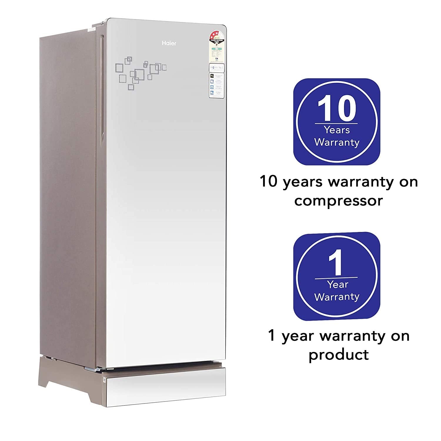 Haier 192 L 3 Star Single Door Refrigerator (HRD-1923PMG-E, Mirror Glass, Base stand)