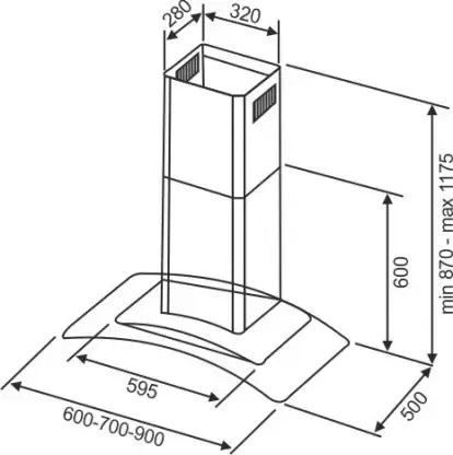 Kaff Opec MX 90 Cm Wall Mount Chimney