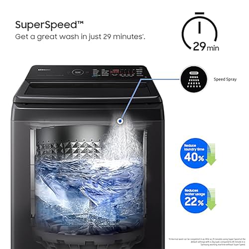Samsung 8 kg, 5 star, Ecobubble, Super Speed, Wi-Fi, Digital Inverter, Fully-Automatic Top Load Washing Machine (WA80BG4546BDTL, Versailles Gray)