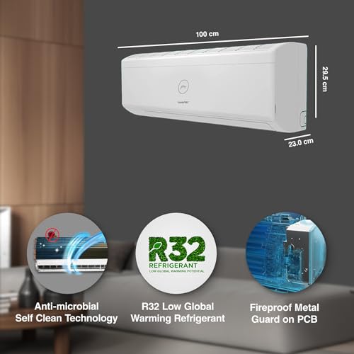 Godrej 1.5 Ton 5 Star, 5-in-1 Convertible Cooling, Inverter Split AC (Copper, Heavy Duty Cooling At 52°C, Anti-dust Filter, 2023 Model, AC 1.5T EI 18IINV5R32 WWR, White)
