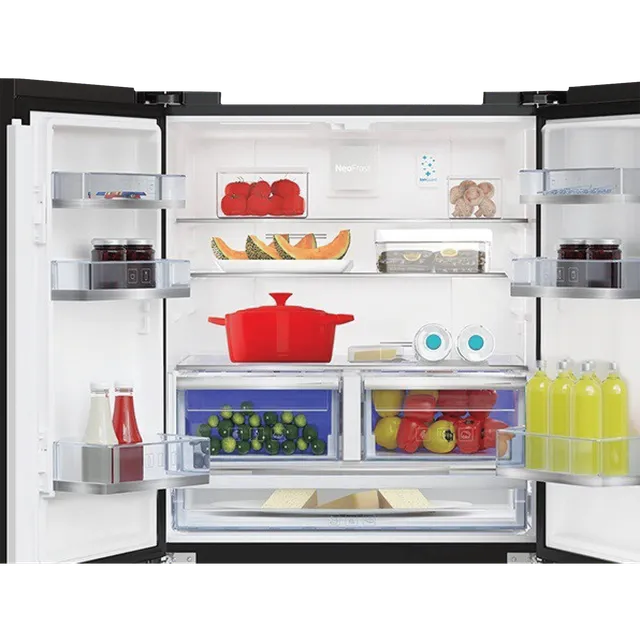 VOLTAS beko 626L Frost-Free Side-by-Side Refrigerator with Neo Frost Dual Cooling (RSB64GF, Glass Black)