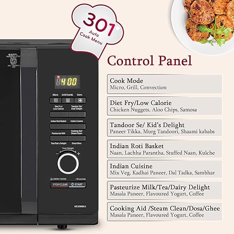 LG 32 L Convection Healthy Microwave Oven (MC3286BLU, Black, Diet Fry & Motorized Rotisserie) - 2023 Model