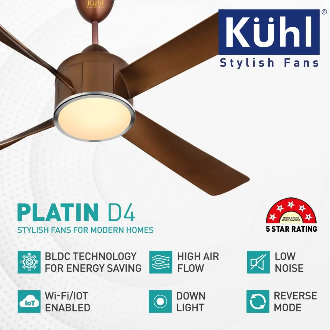 KUHL Platin D4 Stylish BLDC Fan With Remote-Mobile-Alexa  Brown