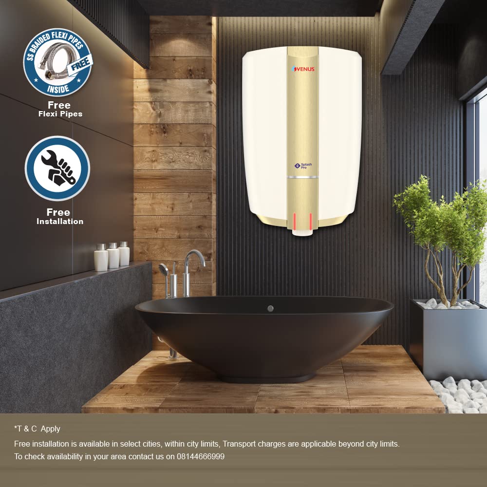 Venus Splash Pro Storage Water Heater (25 Litre, Ivory/Tuscan Gold)